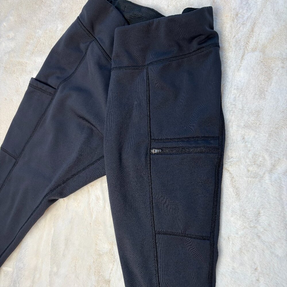 L.L. Bean Women's Black PrimaLoft Therma Stretch Fleece Pocket Tights/Leggings - Picture 8 of 15
